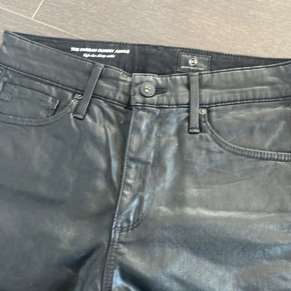 Black coated denim The Farrah high rise skinny ankle